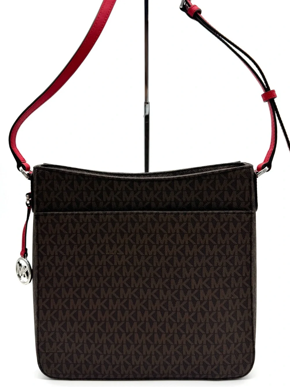 Michael Kors Large Messenger Crossbody Bag Brown/Bright Red